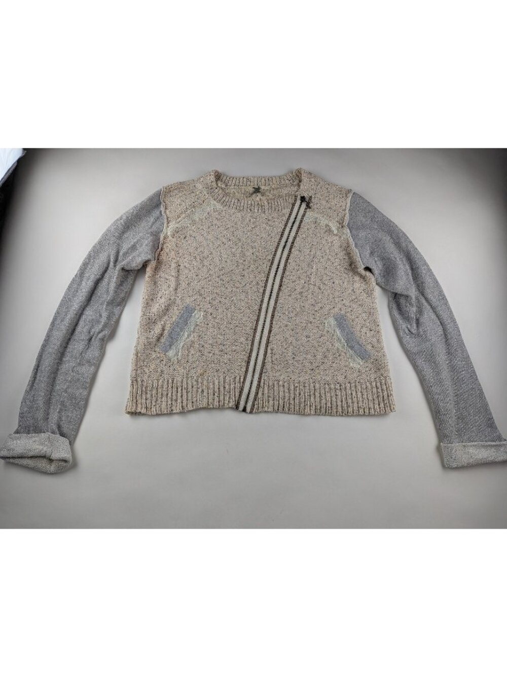 BKE Asymmetric Zip Knit Sweater Jacket Large